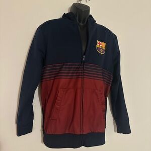FCB Barca Soccer Warmup Jacket Medium 100% polyester AUTHENTIC gently worn